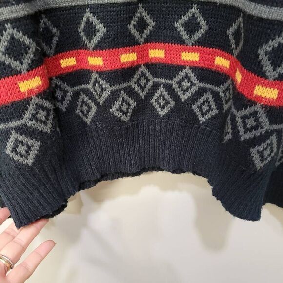 VTG 90s The Mens Store At Sears Sweater XL Black Aztec Western Geometric Grandpa - Picture 4 of 6